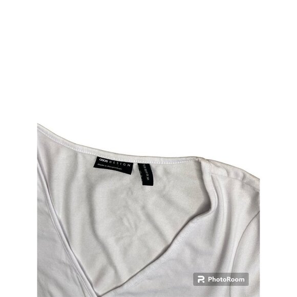 Womens ASOS Design Wrap Front Stretchy Top Color White Size 6 - Picture 4 of 5